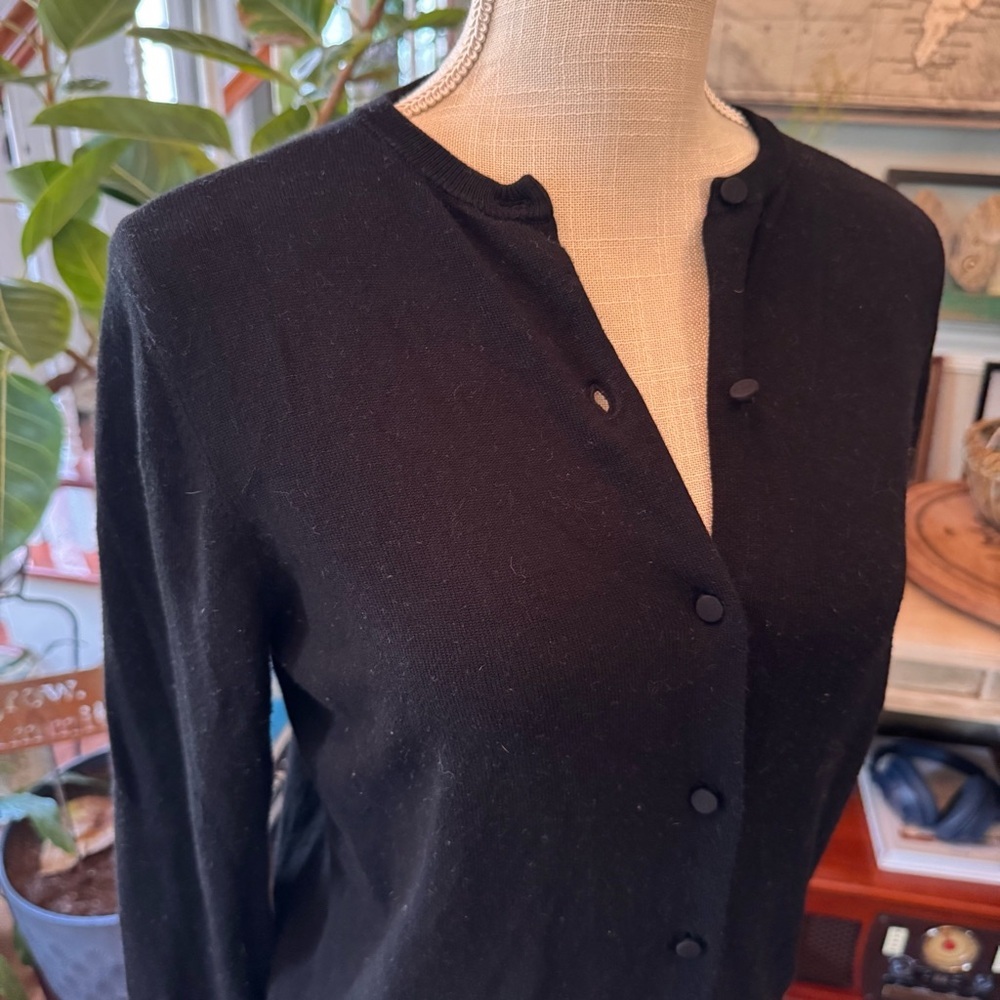 Calliope Classic Black Cardigan with Satin Buttons